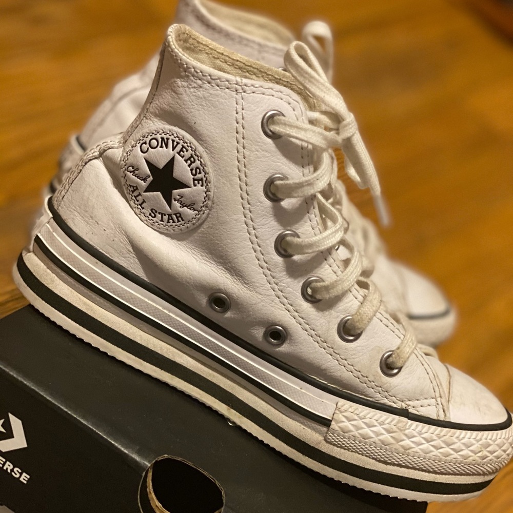 Leather platform converse